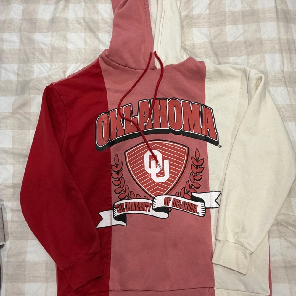 Game day Couture Red and Cream Oklahoma Hoodie